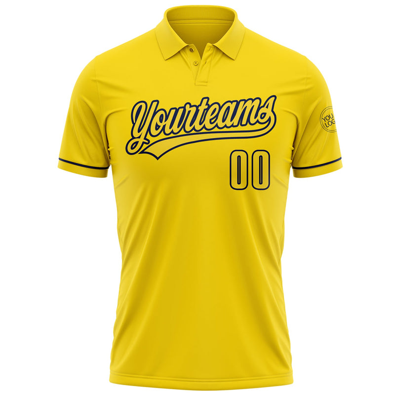 Custom Yellow Navy Performance Vapor Golf Polo Shirt